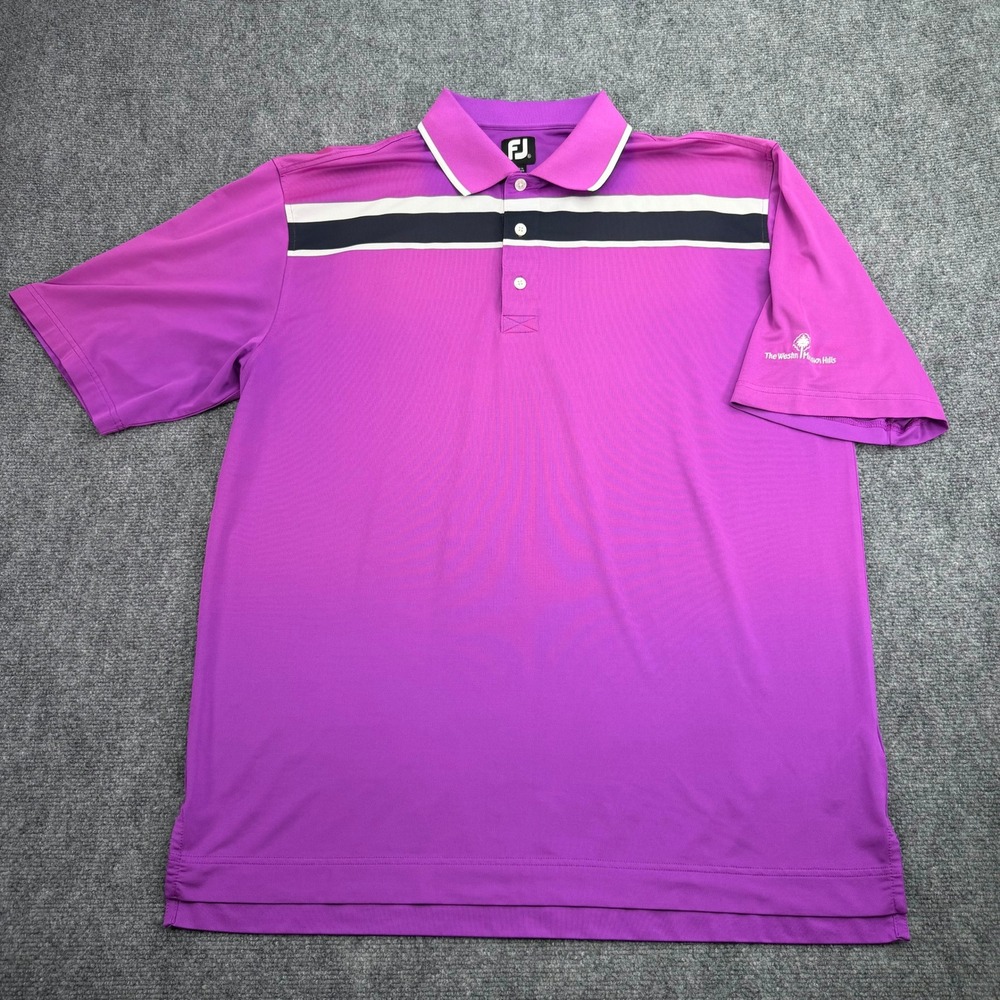 FJ FootJoy Polo Shirt Mens XL Purple The Westin Mission Hills Embroidered *FADED
